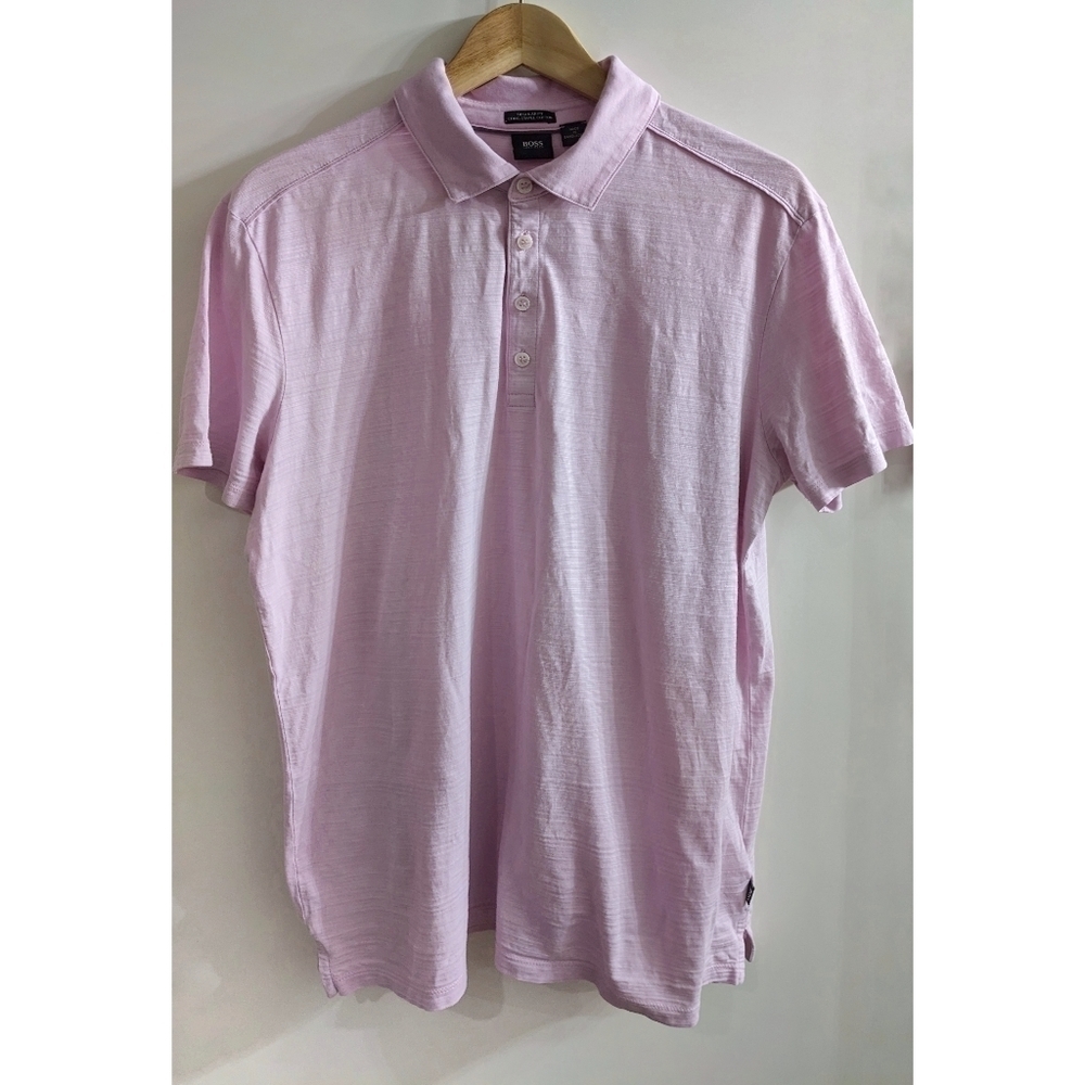 BOSS Hugo Boss | Men's Regular Fit Long Staple Cotton Polo in Pink/Lilac
